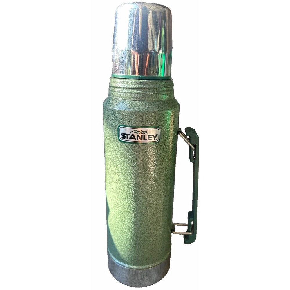 Vintage Aladdin Stanley 1 Quart Vacuum Thermos Green Hammertone USA A-944DH